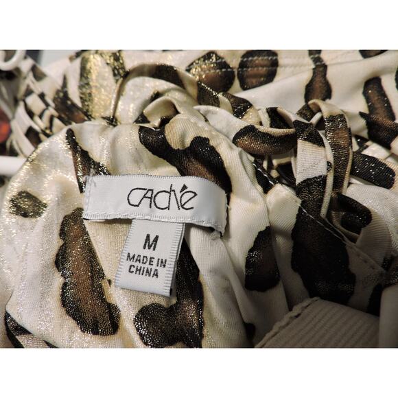 Cache Strappy Leopard Top Center Ruching Spaghetti Straps M - Picture 6 of 6
